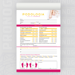 Bloco e Fichas para Podologia Sulfite 90g Tamanhos Variados 4x0 Frente  Blocagem com 100 Folhas 